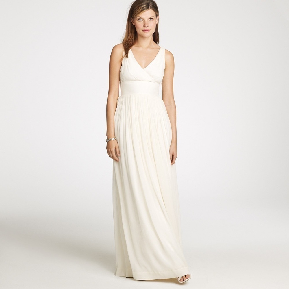J.Crew Sophia Gown Silk In Silk Chiffon Ivory Size 0 - Picture 2 of 14